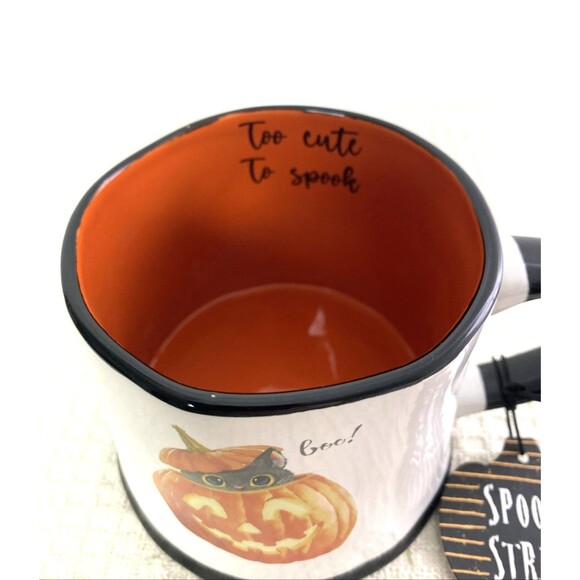 Spooky Street Cat In A Pumpkin Mug Holloween To Cute To Spook Oversiz 17oz White - Picture 3 of 8